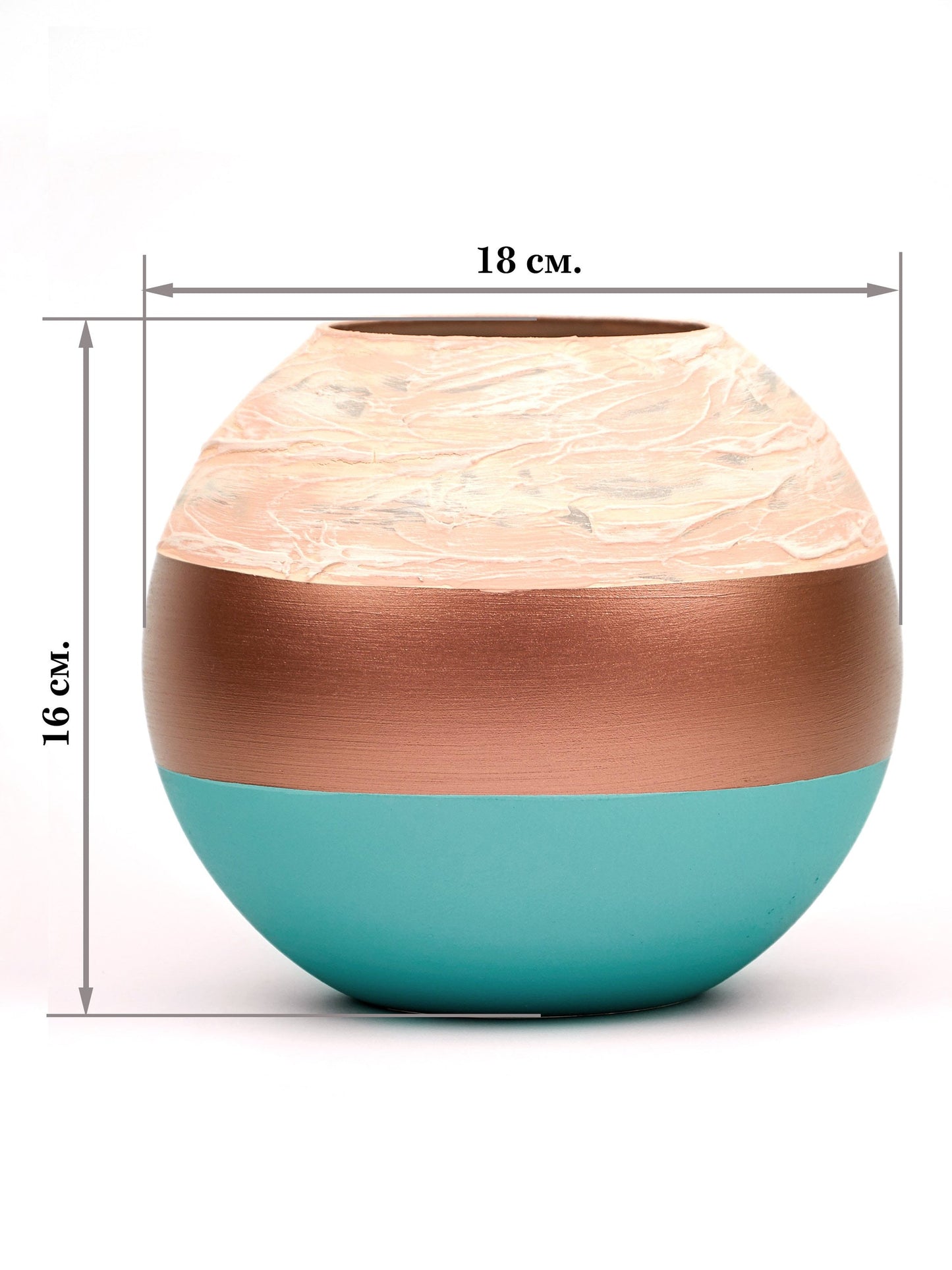 Handpainted Glass Vase | Painted Copper Bowl Art Glass Round Vase |