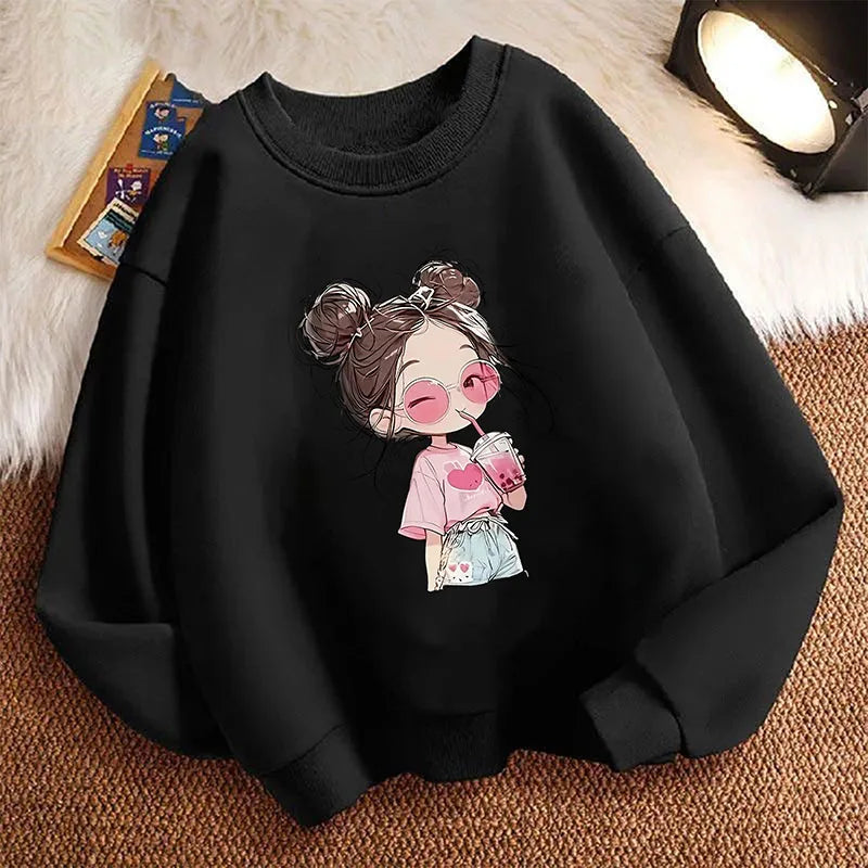 Hoodie Hip Hop Retro Girl Drink Juice Design Children's Sweatshirt Cute Hoody Girls Autumn Spring Casual Hoodies Pullover Fatu Pondo Foundation