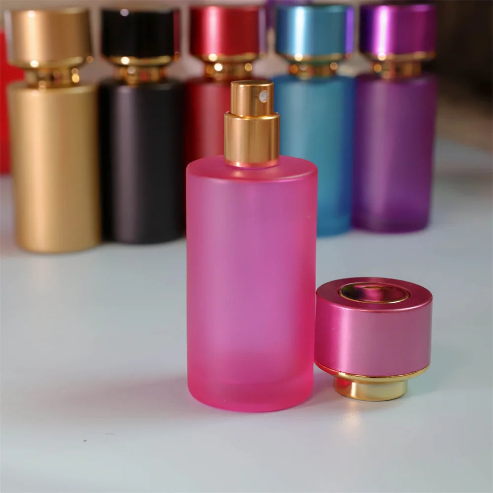 50ML Perfume Bottle Portable Cosmetics Container High-end Cylindrical Colored Glass Dispensing Empty Spray Bottles Travel Tool Fatu Pondo Foundation