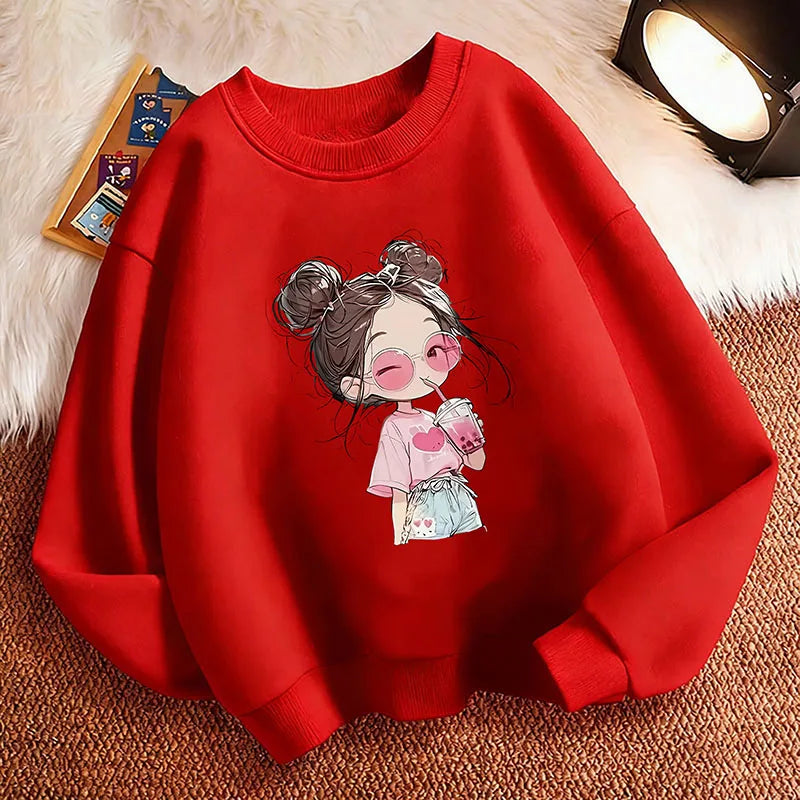 Hoodie Hip Hop Retro Girl Drink Juice Design Children's Sweatshirt Cute Hoody Girls Autumn Spring Casual Hoodies Pullover Fatu Pondo Foundation