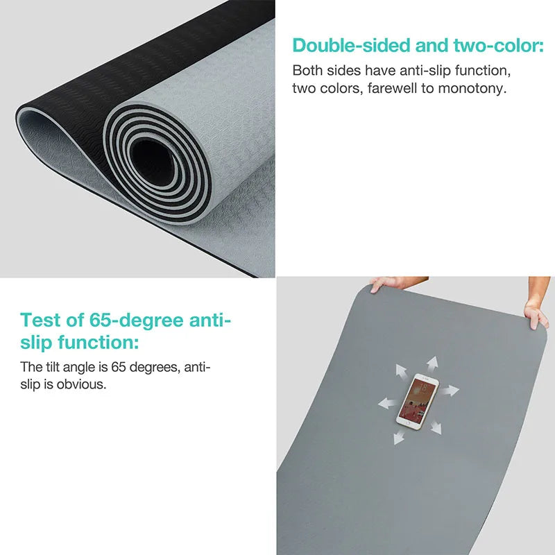 Yoga Mat,Double-Sided Non Slip Eco Friendly Fitness Exercise Mat with Strap TPE YogaMats for Women Men,for Yoga,Pilates,Exercise Fatu Pondo Foundation