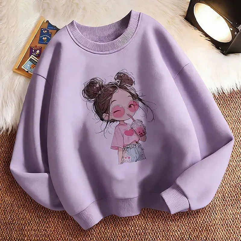 Hoodie Hip Hop Retro Girl Drink Juice Design Children's Sweatshirt Cute Hoody Girls Autumn Spring Casual Hoodies Pullover Fatu Pondo Foundation