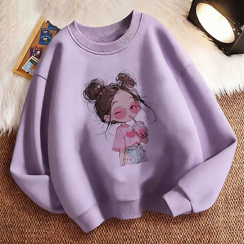 Hoodie Hip Hop Retro Girl Drink Juice Design Children's Sweatshirt Cute Hoody Girls Autumn Spring Casual Hoodies Pullover Fatu Pondo Foundation