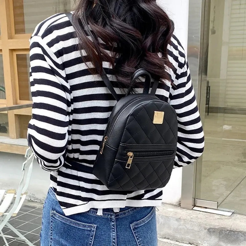 Fashion Backpack Women Designer PU Leather Small Girl Backpack Bag Leisure Women Shoulder Bag Mini School Backpack Travel Bag Fatu Pondo Foundation