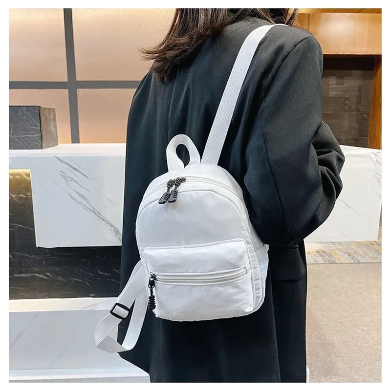 Fashion Solid Color Backpack Women Nylon Knapsack Preppy Style Mini Rucksacks bag for women Fatu Pondo Foundation
