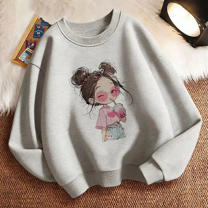Hoodie Hip Hop Retro Girl Drink Juice Design Children's Sweatshirt Cute Hoody Girls Autumn Spring Casual Hoodies Pullover Fatu Pondo Foundation
