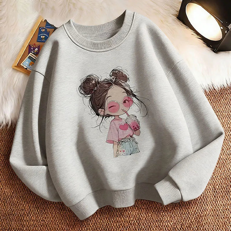 Hoodie Hip Hop Retro Girl Drink Juice Design Children's Sweatshirt Cute Hoody Girls Autumn Spring Casual Hoodies Pullover Fatu Pondo Foundation