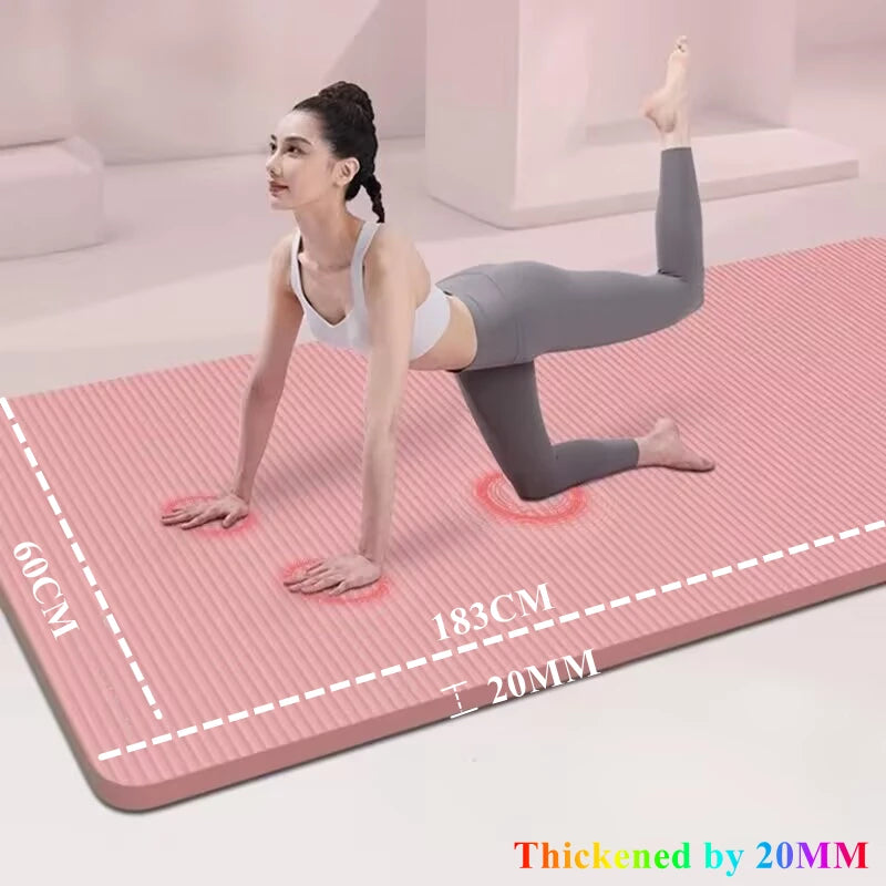 20MM 183×60cmThick Yoga Mats Anti-slip Sport Fitness Mat Blanket for Exercise Yoga and Pilates Gymnastics Mat Fitness Equipment Fatu Pondo Foundation