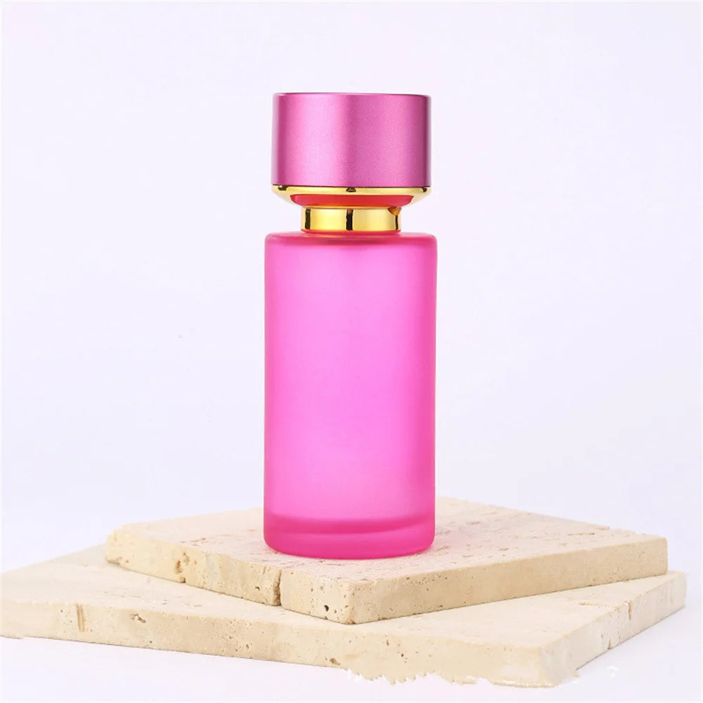 50ML Perfume Bottle Portable Cosmetics Container High-end Cylindrical Colored Glass Dispensing Empty Spray Bottles Travel Tool Fatu Pondo Foundation