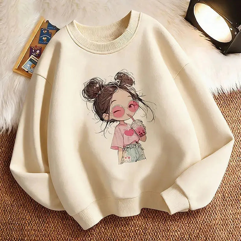 Hoodie Hip Hop Retro Girl Drink Juice Design Children's Sweatshirt Cute Hoody Girls Autumn Spring Casual Hoodies Pullover Fatu Pondo Foundation