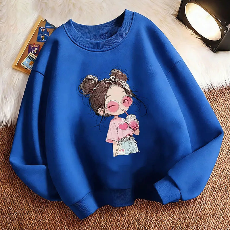 Hoodie Hip Hop Retro Girl Drink Juice Design Children's Sweatshirt Cute Hoody Girls Autumn Spring Casual Hoodies Pullover Fatu Pondo Foundation