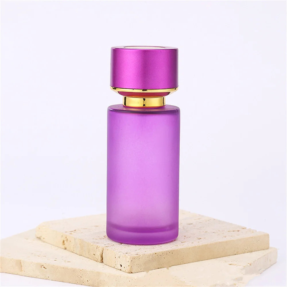 50ML Perfume Bottle Portable Cosmetics Container High-end Cylindrical Colored Glass Dispensing Empty Spray Bottles Travel Tool Fatu Pondo Foundation