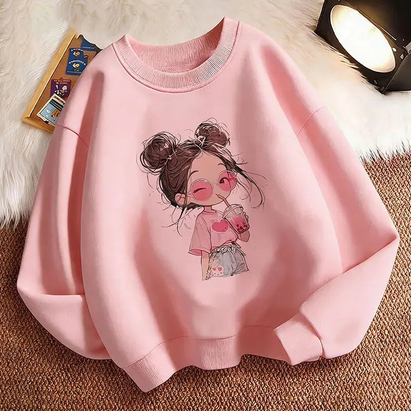 Hoodie Hip Hop Retro Girl Drink Juice Design Children's Sweatshirt Cute Hoody Girls Autumn Spring Casual Hoodies Pullover Fatu Pondo Foundation