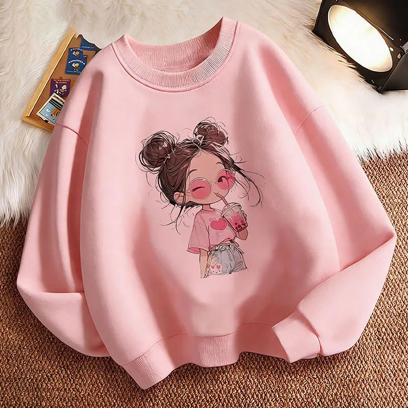 Hoodie Hip Hop Retro Girl Drink Juice Design Children's Sweatshirt Cute Hoody Girls Autumn Spring Casual Hoodies Pullover Fatu Pondo Foundation