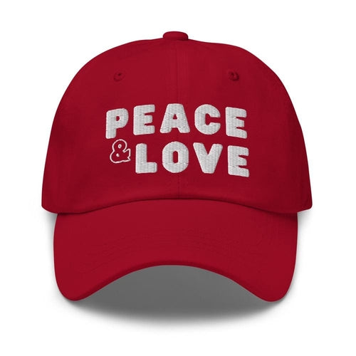 Embroidered Baseball Cap - Adjustable - Peace and Love
