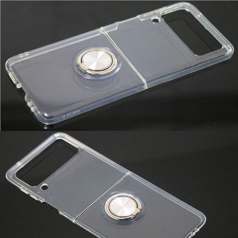 Suitable for Samsung z flip4 mobile phone shell new car folding screen zflip3 ring bracket anti-fall protective cover